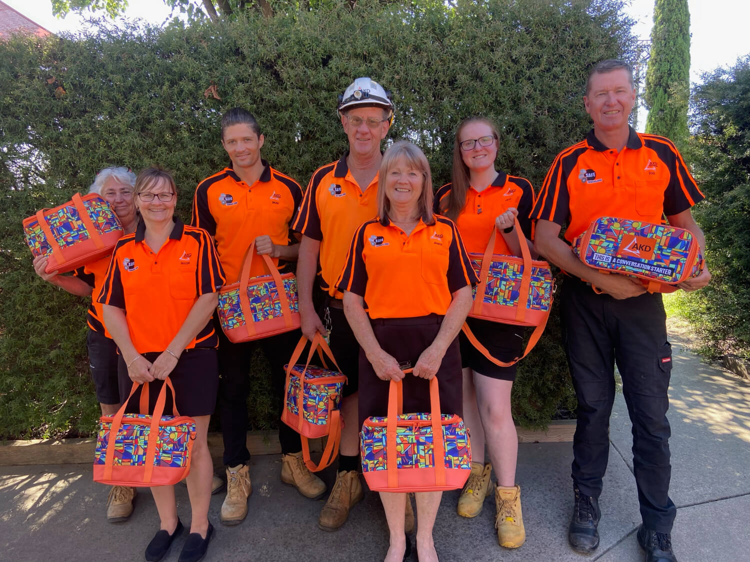 Tumut staff with their bags